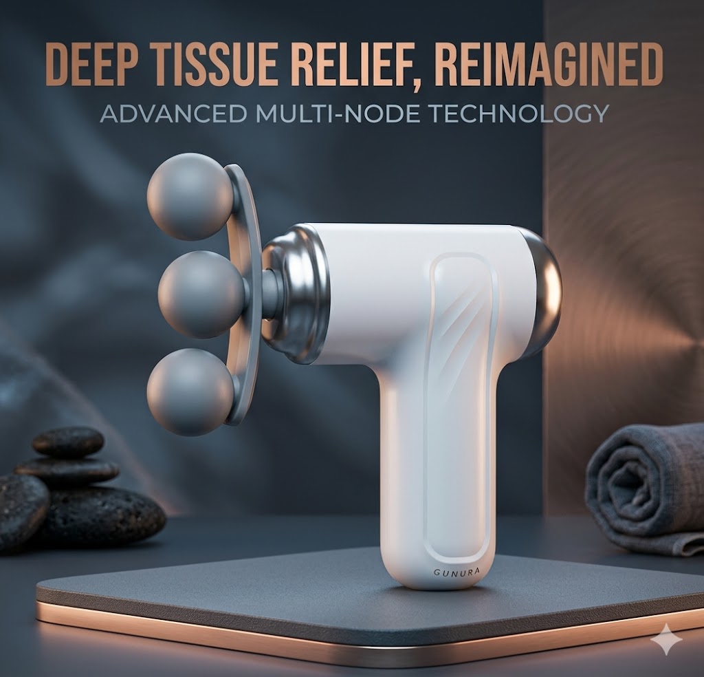 Professional 9-in-1 Deep Tissue Gun Massager with 3 Interchangeable Heads| Full Body Pain Relief