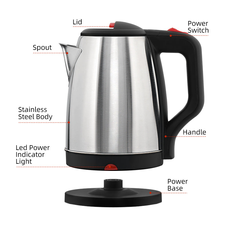 Electric Kettle 2.0L 1500W | Stainless Steel Body | Automatic Fast Heating Water Boiler | Premium Tea & Coffee Kettle for Daily Kitchen Use
