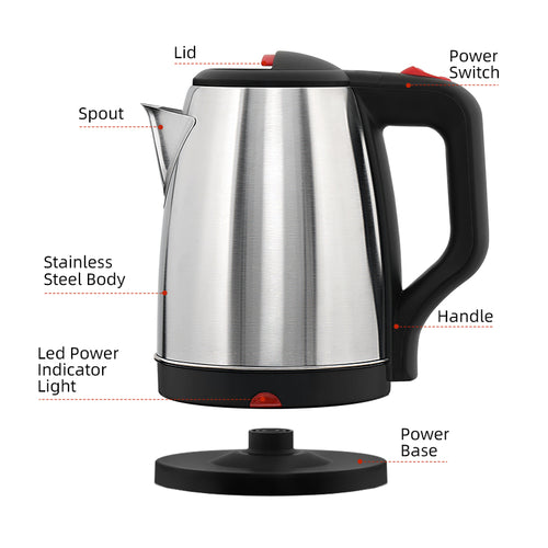 Electric Kettle 2.0L 1500W | Stainless Steel Body | Automatic Fast Heating Water Boiler | Premium Tea & Coffee Kettle for Daily Kitchen Use