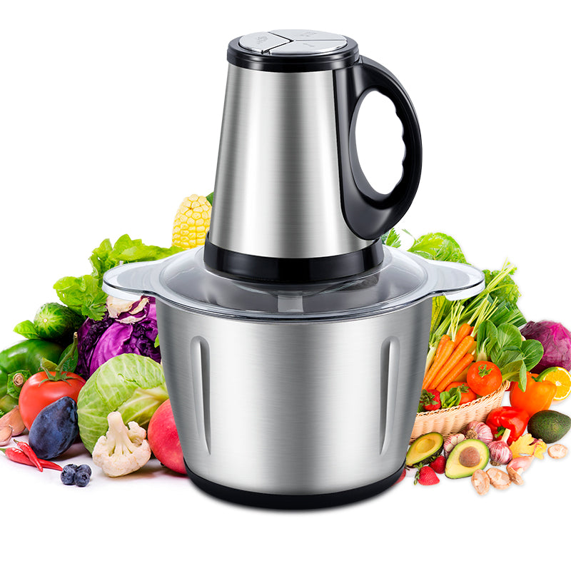 3L Stainless Steel Food Processor & Chopper – 300W Heavy Duty Kitchen Blender for Meat & Vegetables